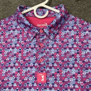 Bogey Bros Golf Polo Mens Small Pink Blue Geometric Thong Bikini Girls Butts
